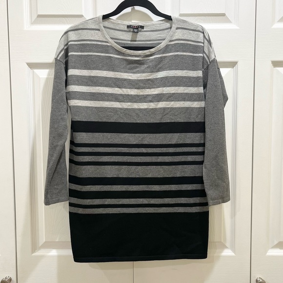 5 for $25! Cyrus Pullover Stripe Sweater Gray Black Medium - Picture 1 of 4